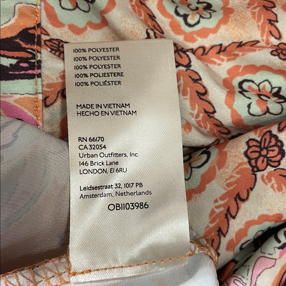 Free People Women's Patterned Blouse - Peach and White - Picture 10 of 10